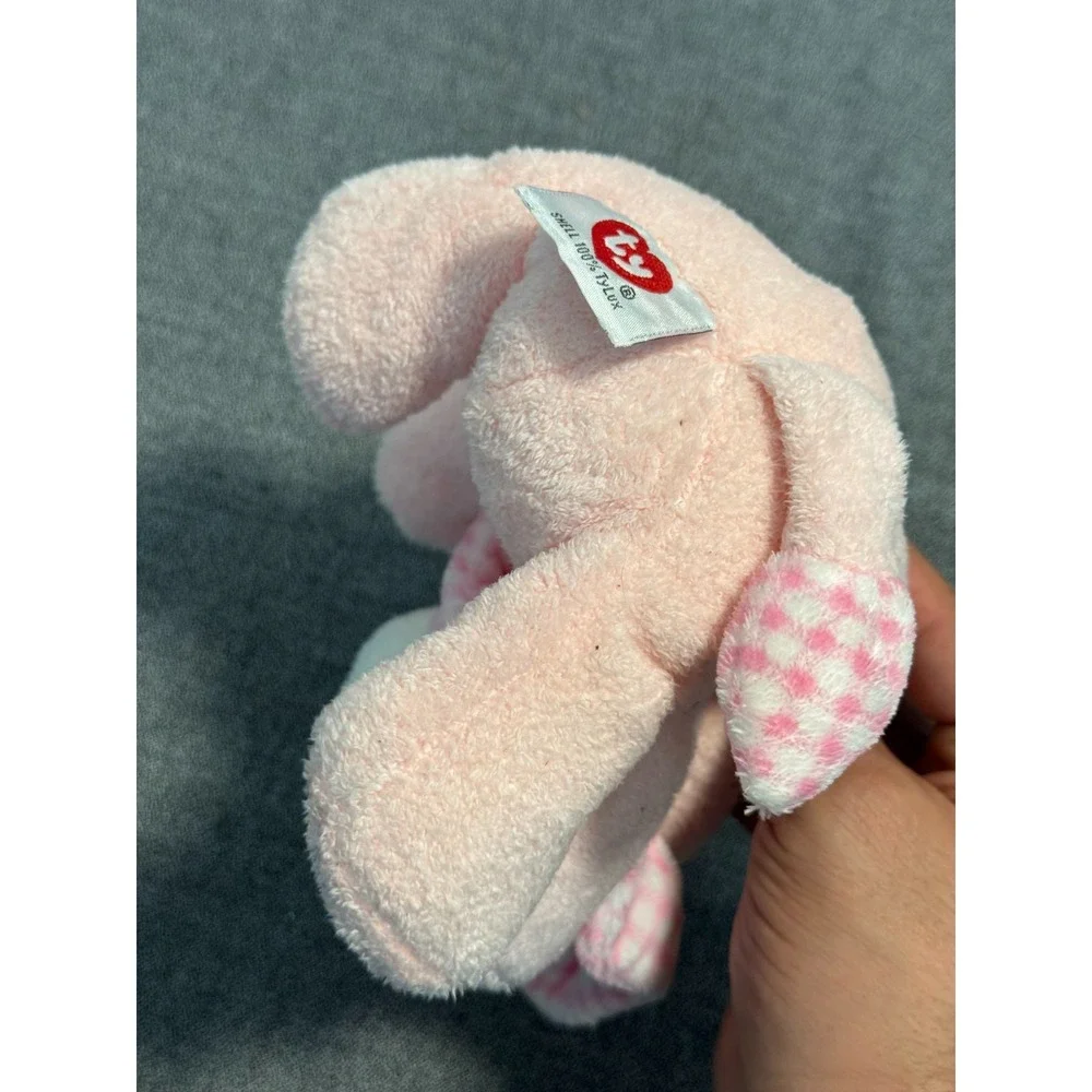 Baby Ty Gwowls the Lion Pink Bonnet Gingham Check Mane Stuffed Animal Plush Toy